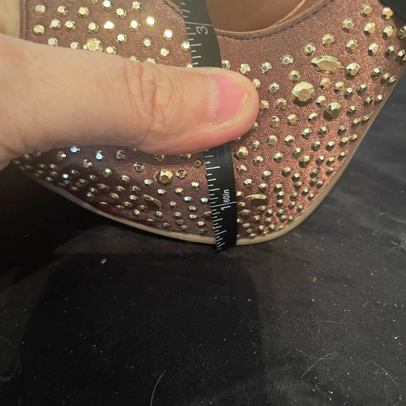 Brown Liliana Open Toe Spike Heels with Bling Sz 7.5 - Picture 9 of 12